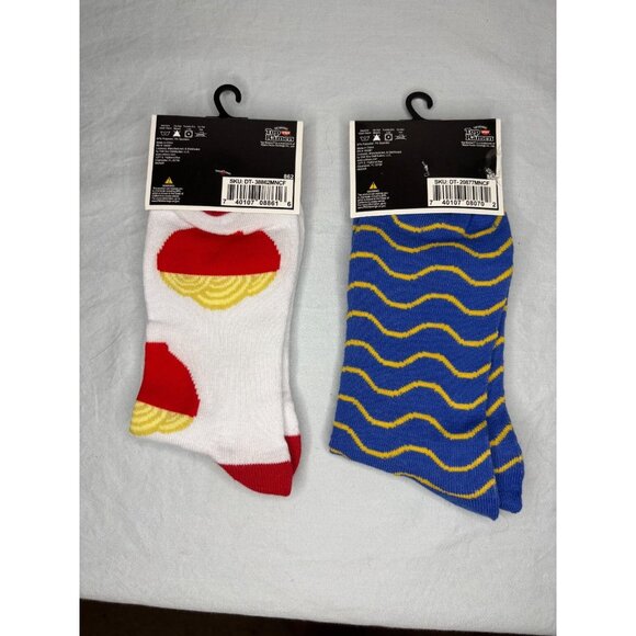 TOP RAMEN NEW Crew Socks X2 Pair Mens 6-12 Sushi Nissin Soy Sauce Chopsticks - Picture 2 of 3